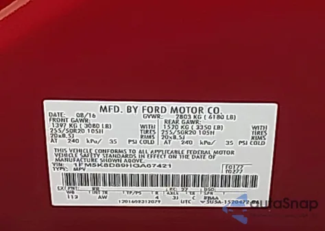 2017 Ford Explorer Xlt from USA, damaged, VIN 1FM5K8D89HGA67421
